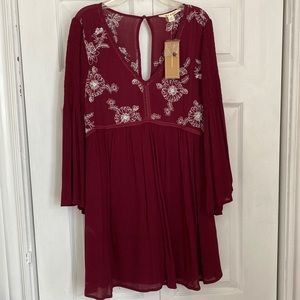 Bohemian maroon mini dress BRAND NEW with tags